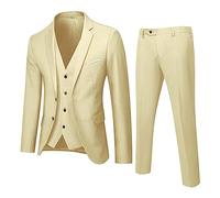 Costume Homme Formel d'affaire de Couleur Uni 3 Pièces Slim Fit Smoking Deux Boutons Men Suits Mariage Business Fête Confort Elégant Blazer Veste et Pantalon Gilet