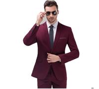 Costume Homme grande taille uni de slim Marque Luxe VêTements Masculin XHC46 Rouge L