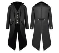 Costume Homme Grande Taille Veste Longue Homme Veste Pirate Vampire Deguisement Homme Deguisement Halloween Homme Costume Halloween Homme Vampire Costume Halloween Homme XXL C(Black,L)
