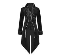 Costume Homme Halloween Gothique Vampire Coslay Vintage Imprimé Médiéval Déguisement Royal Automne Hiver Carnaval Party Noel Bal Stage Marque Vetement Homme Tailcoat Noir M