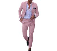 Costume Homme Mariage Blazer Affaire Cérémonie Smokimg Formel Couleur Unie Slim fit Veste et Pantalon Deux pièce,Rose 1,M