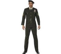 Smiffy's Déguisement Officier temps de guerre Vert – béret, veste, pantalon, ceinture – Halloween