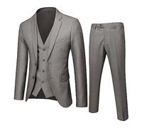 Costume homme slim fit 3 pièces costume homme costume business mariage smoking veste pantalon gilet festival tenue, gris, Taille XL