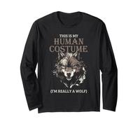 Costume Humain Amusant de Loup avec Citation d'animal féroce Manche Longue