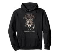 Costume Humain Amusant de Loup avec Citation d'animal féroce Sweat à Capuche