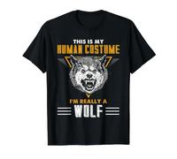 Costume Humain Amusant de Loup avec Citation d'animal féroce T-Shirt Graphique avec Valeur, Homme, Noir, S