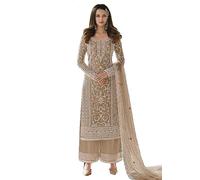 Costume indien pakistanais de l'Aïd prêt à porter pour fête de mariage ethnique Shalwar Kameez Dupatta pour femme, beige, X-Large