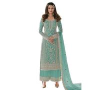 Costume indien pakistanais de l'Aïd prêt à porter pour fête de mariage ethnique Shalwar Kameez Dupatta pour femme, vert mer, XX-Large