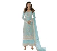 Costume indien pakistanais de l'Aïd prêt à porter pour fête de mariage ethnique Shalwar Kameez Dupatta pour femme, bleu, Large