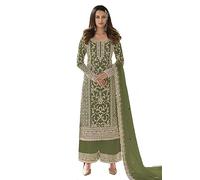 Costume indien pakistanais de l'Aïd prêt à porter pour fête de mariage ethnique Shalwar Kameez Dupatta pour femme, vert, Large