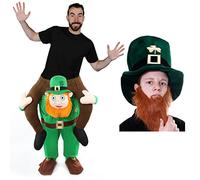 Costume irishman Pick Me Up - Vert irlandais Pick Me Up + chapeau vert à boucle avec une longue barbe gingembre - Parfait pour la Saint Patrick, les événements sportifs et les événements déguisés