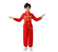 Costume Kung Fu Enfant Traditionnel Chinois Veste Manches Courtes et Pantalon Garçon Fille Arts Martiaux Tenue Entraînement Déguisement Fête Unisexe