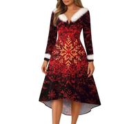 Costume Lutin de Noel Femme Déguisement Mère Noël Gala Petite Robe Nouvel an Bustier Soirée Mère Pailletée Manche Santa Sapin Elegante Longues Manches Velours Robe Noel Femme Verte 5XL