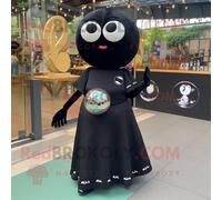 Costume Mascotte Redbrokoly Boule De Pétanque Noire Personnage Habillé D'une Robe Portefeuille Et De Montres Multicolore