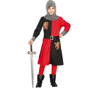 Costume médiéval chevalier aventure guerrier héros fantastique carnaval robe armure tunique épée roi de conte de fée, taille : 110/116 couleur : rouge
