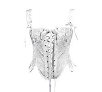 Costume médiéval Corset Bustier Désossé Overbust Corset Bodyshaper Lingerie Top, blanc, XXL