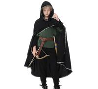 Costume médiéval de la Renaissance pour garçons - Tenue de pirate Viking | Cape à capuche, tunique, pantalon, ceinture, chevalier, pirate, prince, Hobbit, Robin des Bois Cosplay pour Ren Fair
