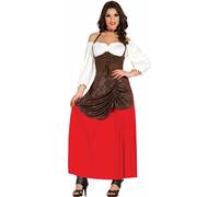 Costume médiéval de paysanne aubergiste, taille : 44 - 46 (XL) Couleur : brun
