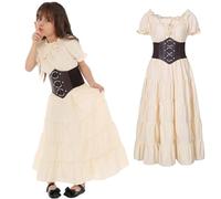 Costume médiéval de Renaissance pour Fille - Costume de Pirate Viking Victorien - Robe Vintage avec Ceinture, a, Taille XL