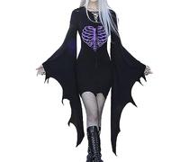 Costume Medieval Femme, Robe Renaissance Femme, Robe Gothique Women Vintage, Princesse Longue Halloween Steampunk DéGuisement Manches Batwing Vampire Fine pour Cosplay