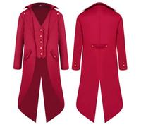 Costume Medieval Homme Deguisement Pirate Homme Veste Halloween Homme Costume Dracula Homme Deguisement Homme Vampire Halloween Homme Steampunk Homme Tenue Halloween Homme VES(Red,XXL)