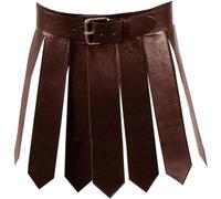 Costume médiéval, jupe romaine en cuir PU Roman Ajustement de la ceinture de la taille la taille du guerrier médiéval avec boucle kilt pour les hommes Femme fête cosplay, marron