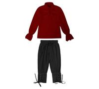 Costume médiéval pour bébé, bleu, pour enfant, chemise et pantalon neuf pièces, combinaison pour Halloween et jeux de déguisement, tenue de style jacobite écossais (rouge, 6-7 ans)