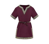 Costume médiéval pour garçons Chemise Historique à Manches Longues pour Enfants vêtement de Personnage thématique en Tissu Confortable (Red, 5-6 Years)