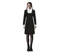 Costume Mercredi pour adultes, robe noire à col Peter Pan pour femme, robe évasée, patineuse victorienne, gothique, Halloween, tenue de costumade