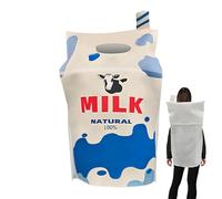 Costume Milk Carton - Tenue amusante créative, robe de fête humoristique, vêtements de nouveauté, vêtements de scène légers, consommation de performance | Costume pour femmes hommes événement