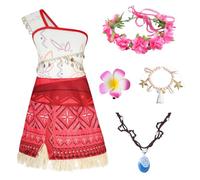 Costume Moana Pour Enfants, 3-11 Ans Costume Vaiana, Déguisement De Princesse Vaiana, Vêtements Pour Filles, Cosplay Moana Pour Enfants, Déguisement Enfant Robe à Épaule Unique Avec Guirlande