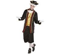 Widmann – Costume Noble vénitien – Manteau avec jabot, pantalon, chapeau – M Noir