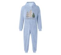Costume Noel Bebe 1 An Combinaison Noël - Combinaison Polaire Douillette Barboteuse D'Hiver Chaude À Capuche Vêtement De Jeu Doux Pyjama Imprimé Festif Tenue (Light Blue 7-8 Years)