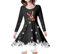 Costume Noel Bebe,Robe de Princesse à Manches Longues pour Filles Motif Sapin de Noël et Parfaite pour fêtes et célébrations (Black, 8-9 Years)