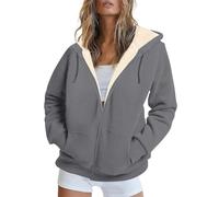 Costume Noel Femme Épais Veste Femme Hiver Manteau Femme Hiver Doudoune Femme Longue Manteau Femme La Saint Valentin Veste Femme Hiver Veste Bouclette Zippée Pas Cher Gris XL