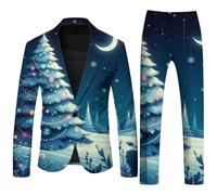 Costume Noël Homme Ensemble Business Imprimé Célébrations Décontracté Ample Confortable Affaires Deux Pièces Pantalon Long Manches Longues Vêtement Célèbre pour Fêtes Carnaval Événements Festifs