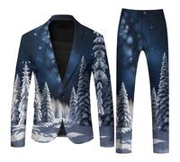Costume Noël Homme Ensemble Business Imprimé Fêtes Décontracté Ample Confortable Affaires Deux Pièces Pantalon Long Manches Longues Tenue Célèbre pour Célébrations Noël Carnaval