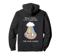 Costume Paresseux Mignon sous l'arc-en-Ciel Être Humain est compliqué Sweat à Capuche