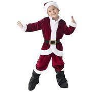 Costume Pere Noel Ensemble Adulte Enfant Déguisement Père Noël Unisexe de Grande Taille Pantalon À Bande Élastique Costume de Père Noel Universel 5/7/9/11/48PC Ensemble de Fête de Noël, Cosplay