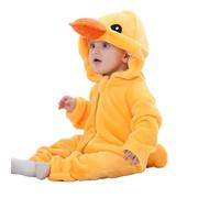 Costume Petit Poussin Bébé Mignon Combinaison Poussin Bébé Enfant Manchons Longues avec Capuche Doux Chaud Déguisement Animaux Unisexe pour Carnaval Halloween Carnaval Pâques Noël