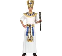 Costume Pharaon Vêtement royal Egypte antique Insignes culturels Carnaval Hommes, Taille : 14 - 16 ans Couleur : Blanc