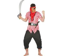 Costume Pirate Aventure Corsaire Carnaval Capitaine Rouge Noir Voleur High Seas Corsaire Costume Carnaval Définir Capitaine, Taille : 54 - 56 (XL) Couleur : Noir