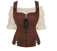 Costume Pirate Femme Chemise Veste Set 2 pièces Vintage Gothique Victorien Retro Victoria Adulte déguisement Halloween Café S
