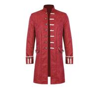 Costume Pirate Homme Jupe Homme Costume Pirate Homme Costume Vampire Homme Manteau Gothique Homme Veste Pirate Veste Halloween Homme Déguisement Steampunk Homme Costume Dracul(Red,3XL)
