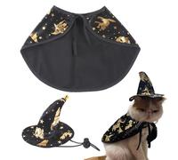 Costume pour chat Halloween - Tenue pour animaux de compagnie de style magicien avec impression d'or étoilé, cape de cosplay et chapeau pour chat | Chine, fête de vêtements, vacances, occasions spe
