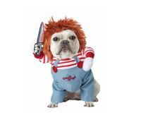 Costume pour chien Chucky Poupée Cosplay Costume de jeu de rôle amusant pour animaux de compagnie Costume pour Halloween Fête Vêtements pour chien Tenue