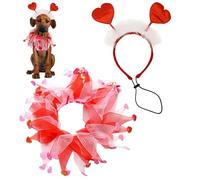 Costume pour chien de Saint-Valentin - Merveilleux cadeau - Bandeau et collier en forme de cœur rouge pour animal de compagnie, accessoires de fêtes pour chiens de petite, moyenne et grande taille