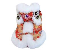 Costume pour chien - Tenue de danse de lion chaude et douce du Nouvel An Chinois | Spring Festival Pet Coat for Small and Medium Dogs | Ideal for Home, Indoor, Outdoor, Walking, Travel, Party, Cosplay
