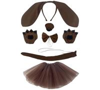 Costume pour Chiot 6 Pièces, Animal Costume Ensemble, Oreilles de Chiot, Un Bandeau, Un Nœud Papillon, Une Fausse Queue, des Gants et des Robe, Fête sur Le Thème des Animaux de Noël