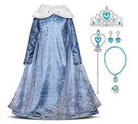 Costume pour fille Reine des Neiges Elsa Anna,Robe pour enfant,Flocon de neige,Princesse Cosplay,Carnaval,Princesse des Neiges,Noël,Halloween,Fête,Robe d'anniversaire 2-8 ans,Bleu,7-8 ans